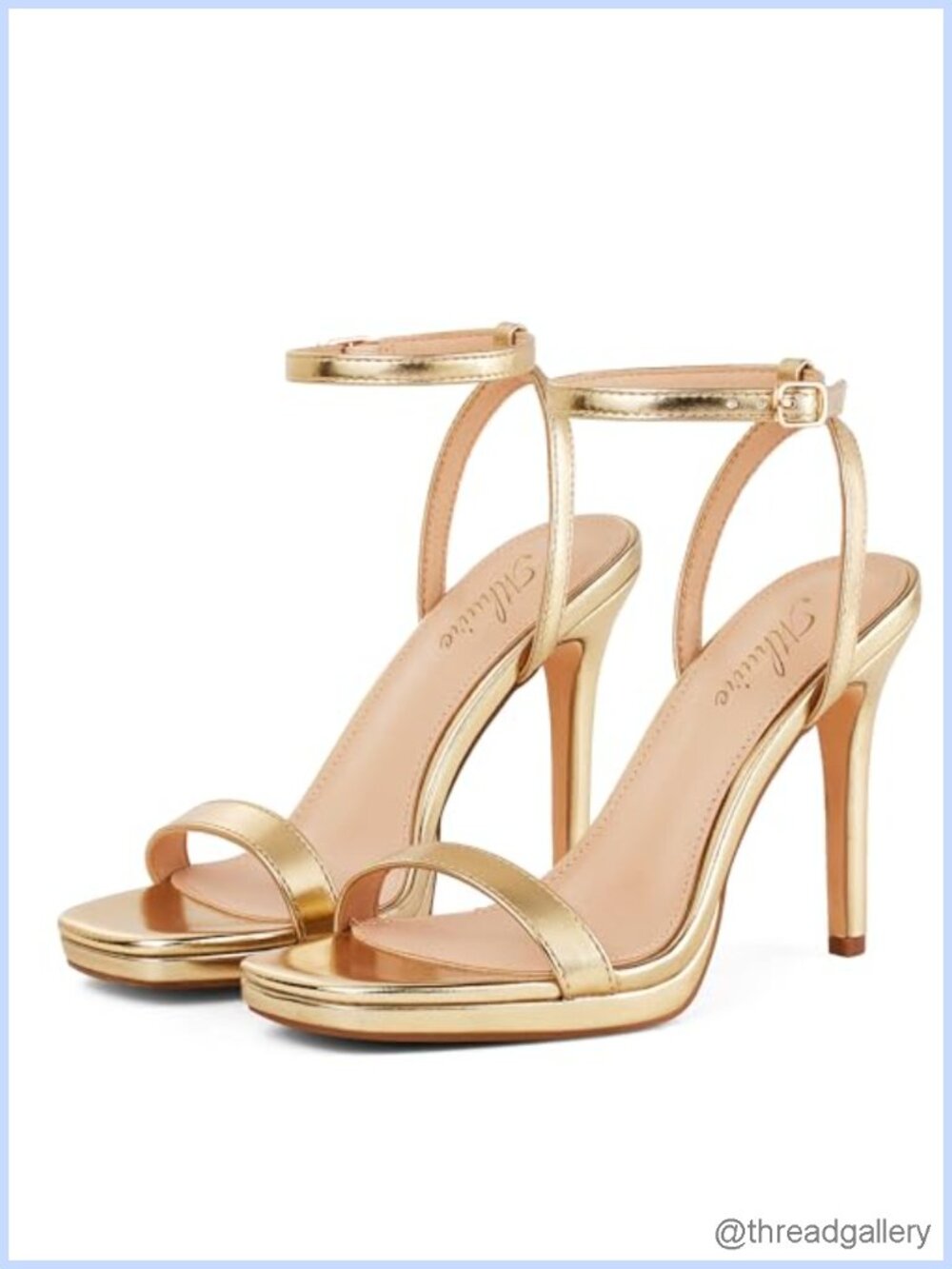 Women's 4.3 Inch Stiletto Heeled Sandals Square Open Toe Ankle Strap